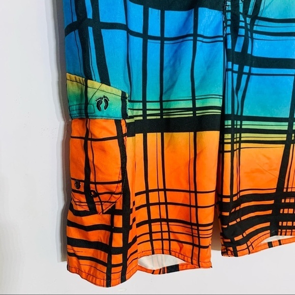 Hang ten swim trunk plaid ocean sunrise board swimsuit 34 unlined - Picture 4 of 6